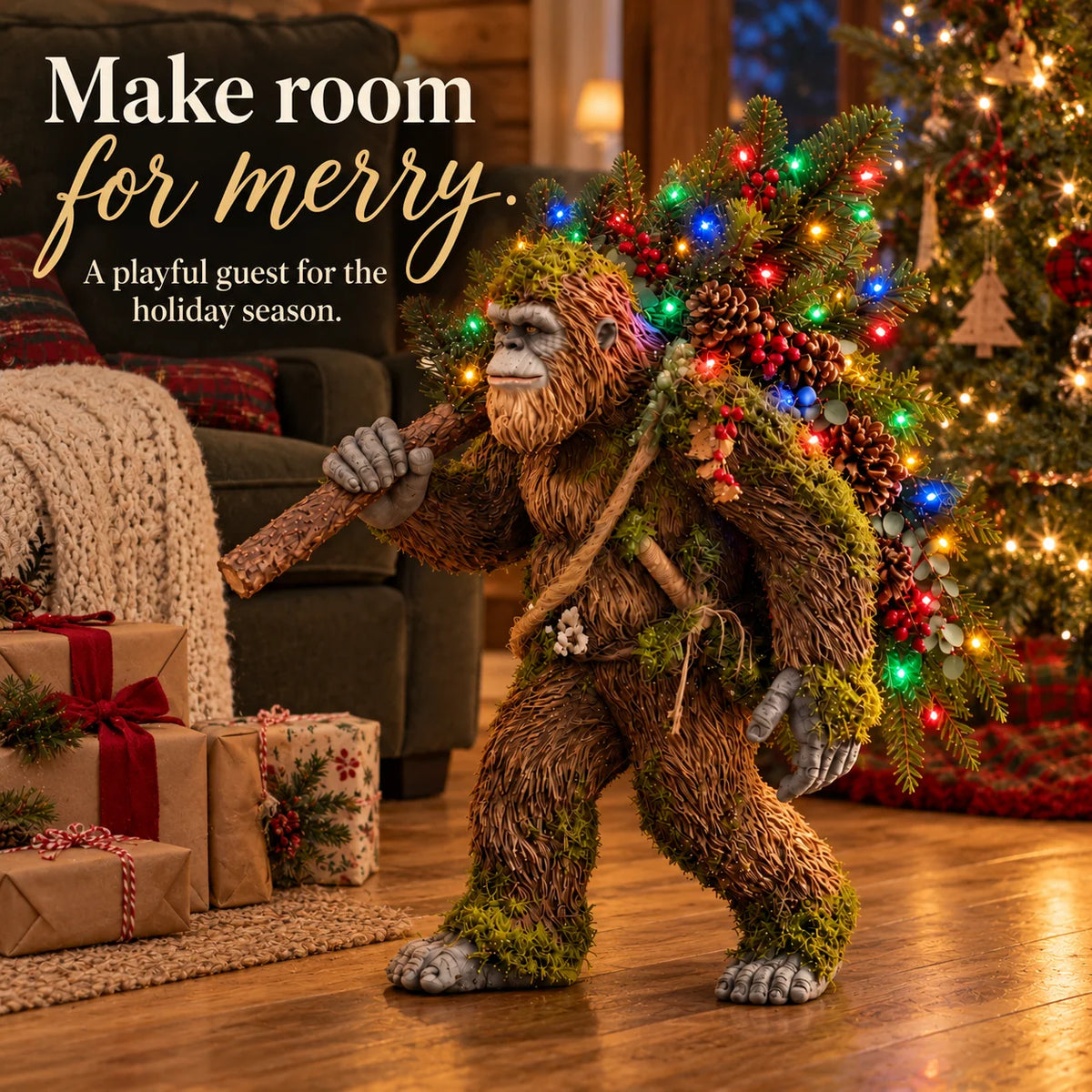 🎄✨ Woodland Sasquatch – Lighted Christmas Porch Decor🦶🎁