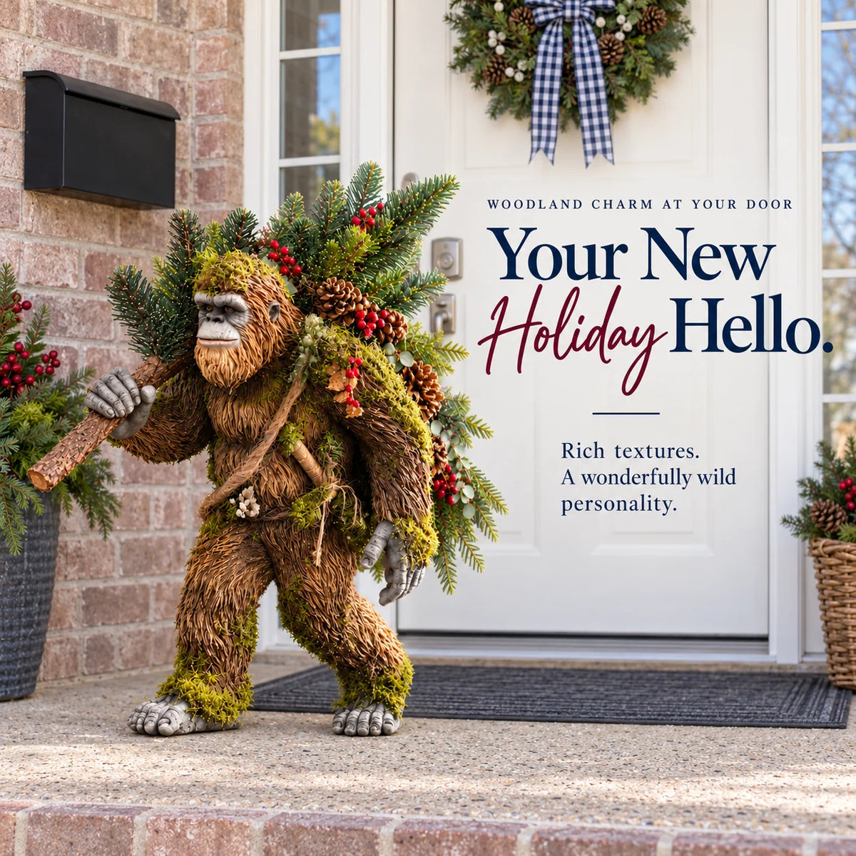 🎄✨ Woodland Sasquatch – Lighted Christmas Porch Decor🦶🎁