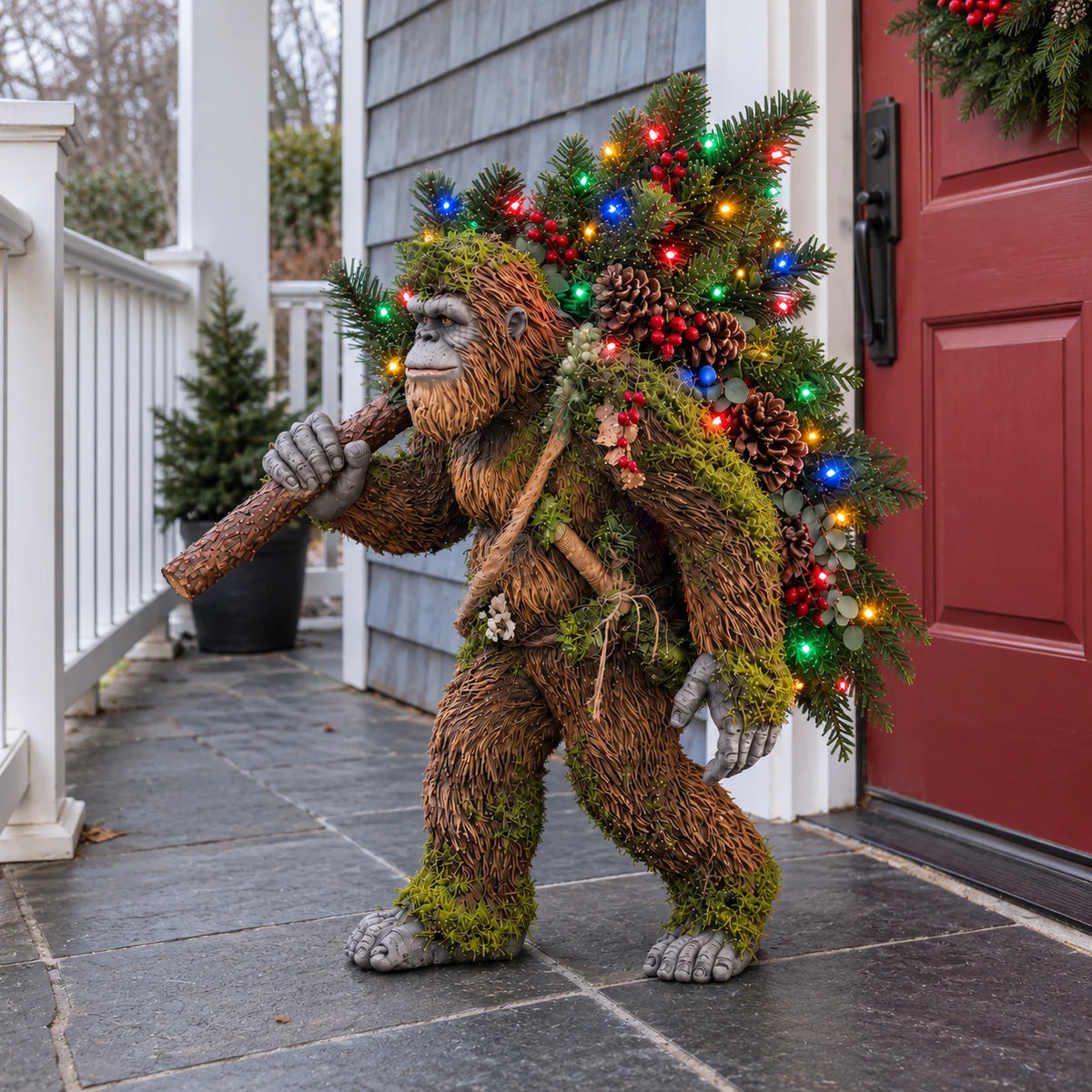 Bigfoot Christmas porch display