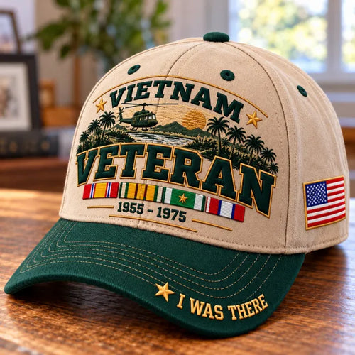 🎖️ Vietnam Veteran 1955–1975 I Was There Military Service Tribute Baseball Cap
