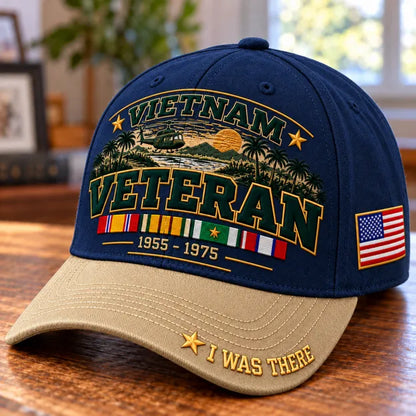 🎖️ Vietnam Veteran 1955–1975 I Was There Military Service Tribute Baseball Cap
