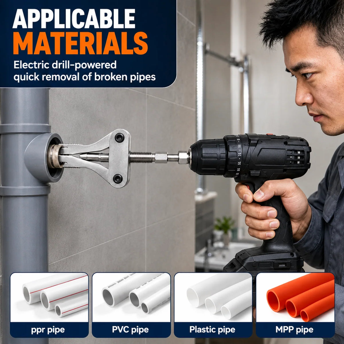 🔥Last Day 50% OFF- Drill-Powered Broken Pipe Thread Extractor Set🔧