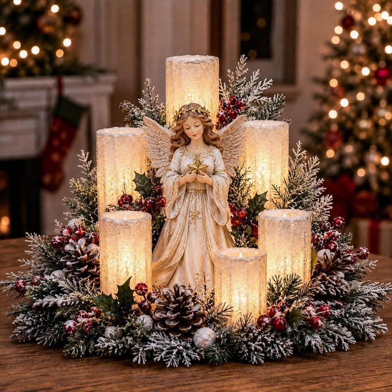 🌲Christmas Lighted Centerpiece with Flameless Candle Glow
