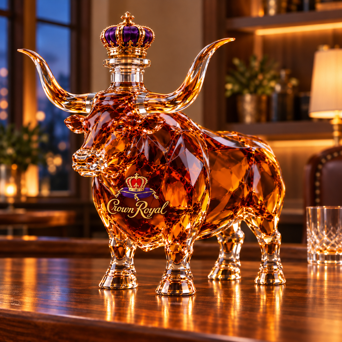 🐂 Longhorn Bull Whiskey Bottle | Western Bar Decor & Unique Gift