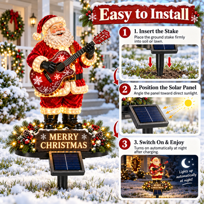 🔥49% Off Last Day Solar-Powered Light-Up Guitar Santa Christmas Yard Decoration