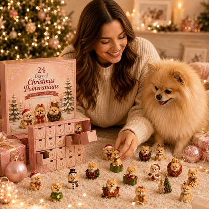 ⏰Limited Stock 50% OFF - 24 Days of Christmas Pomeranians Advent Calendar | 24 Unique Figures