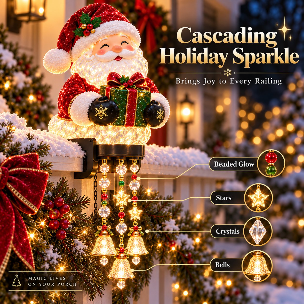 🎄 Weihnachtslichter fürs Verandageländer – 4 festliche Figuren-Designs