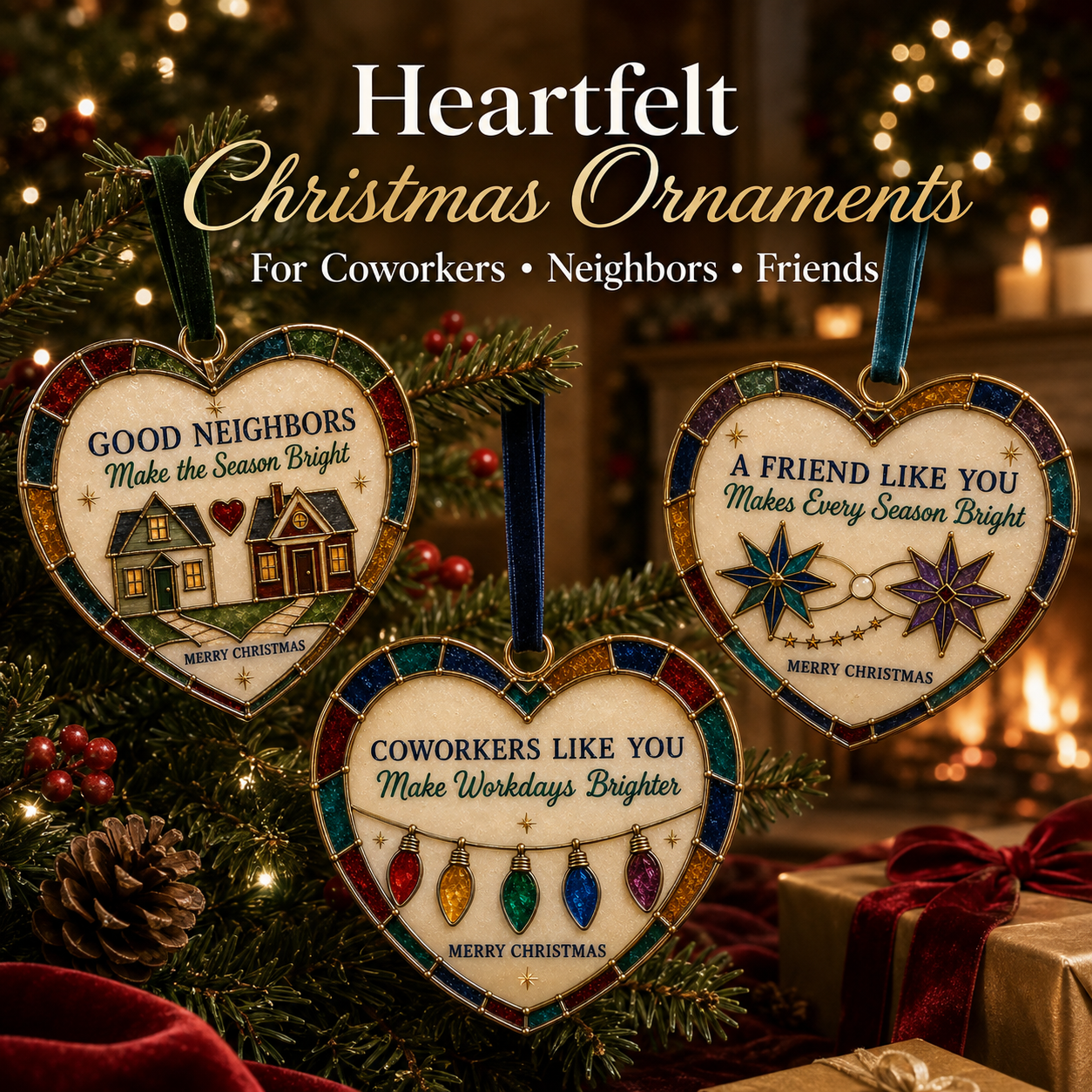 🎄 Heartfelt Stained Glass-Style Christmas Ornament – A Meaningful Gift for Someone Special 💝