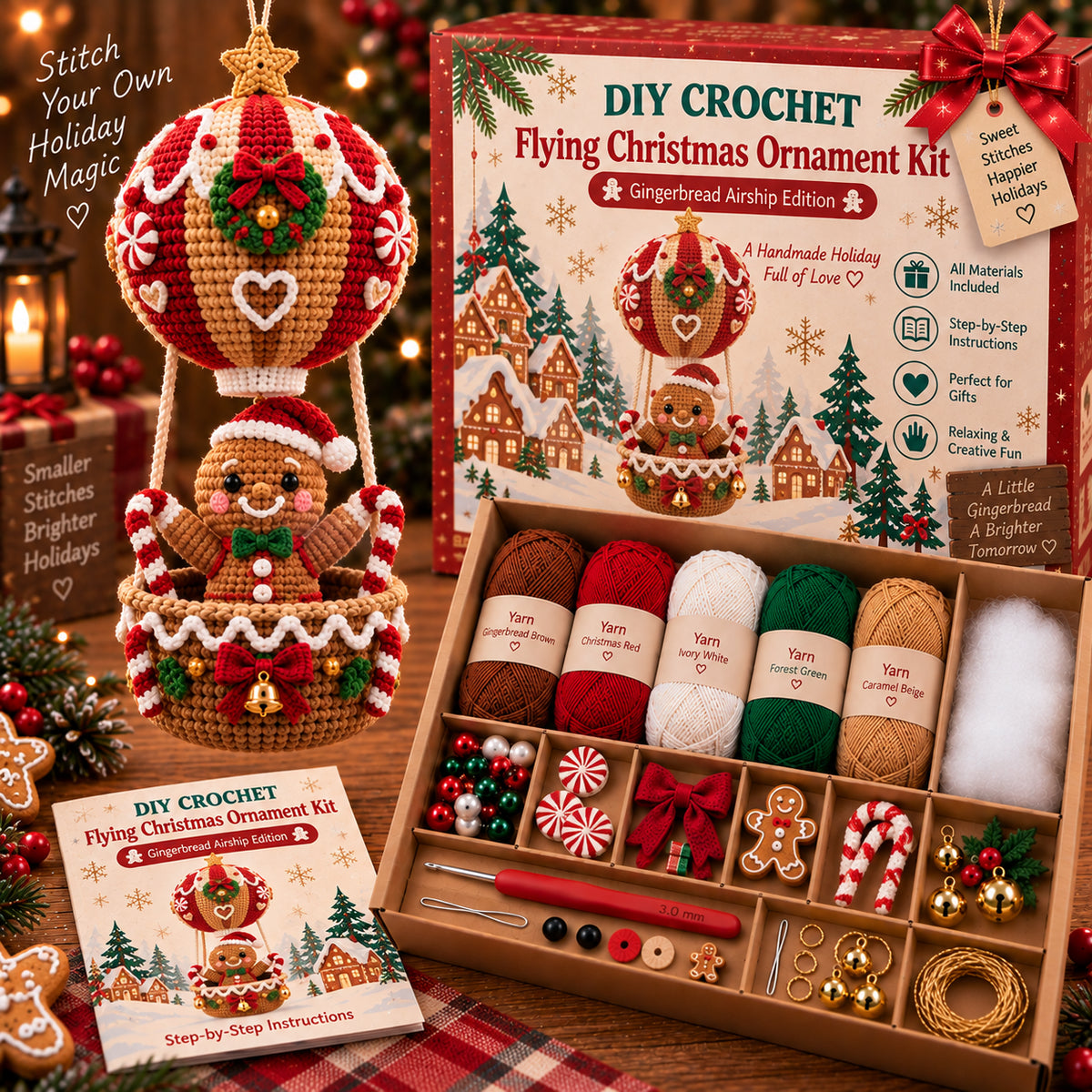 🎄✨ Christmas Skybound™ DIY Crochet Ornament Kit 🧶🎅 12 Flying Holiday Characters