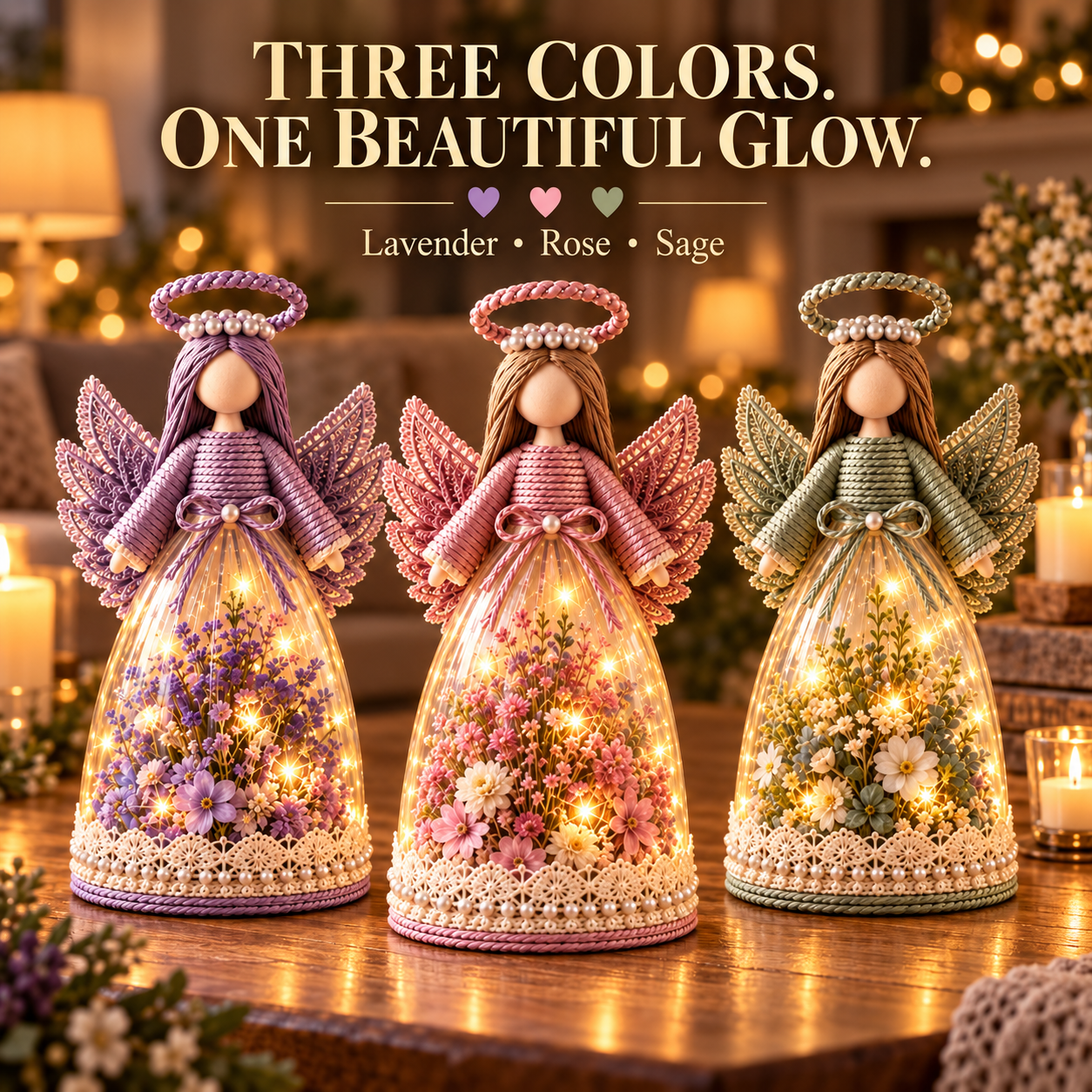 Lighted Floral Angel Figurine
