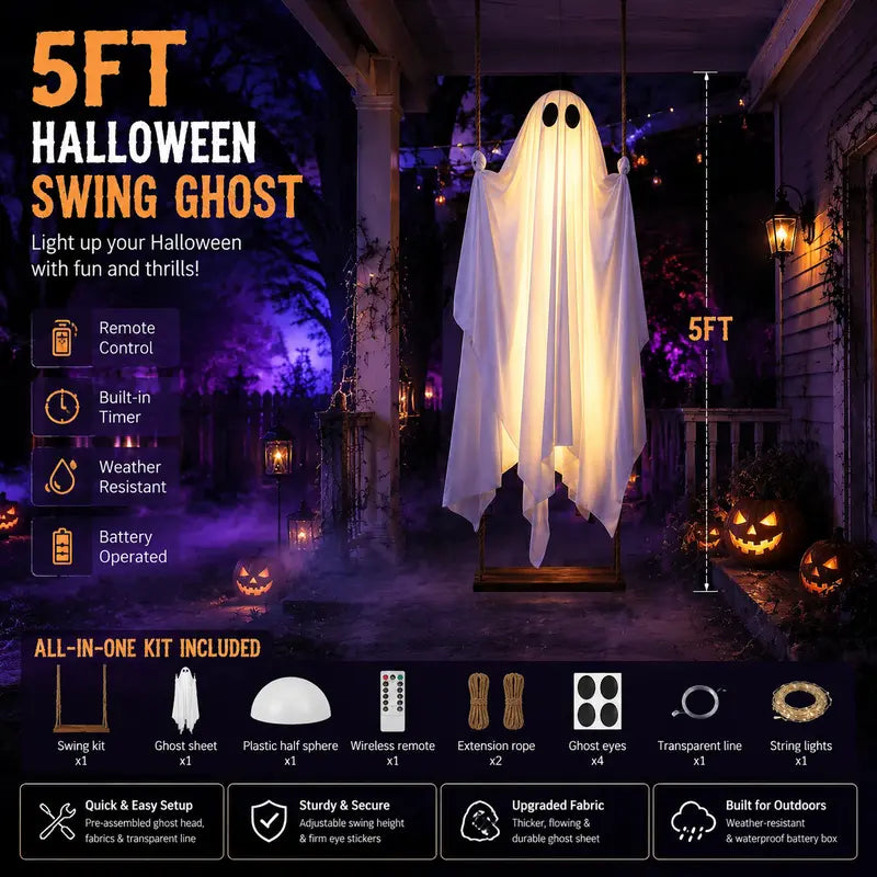Hanging ghost swing complete Halloween decoration kit