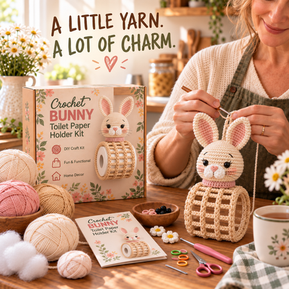 🧶 Cozy Critter Creations™ – Adorable Animal Crochet Toilet Paper Holder DIY Kits