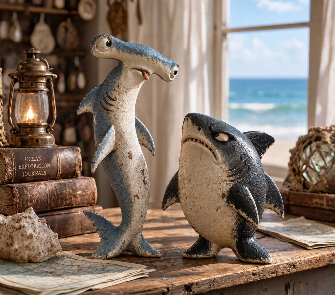 🦈😂 Bad Decisions Shark Duo – Funny Best Friend Desk Figurines