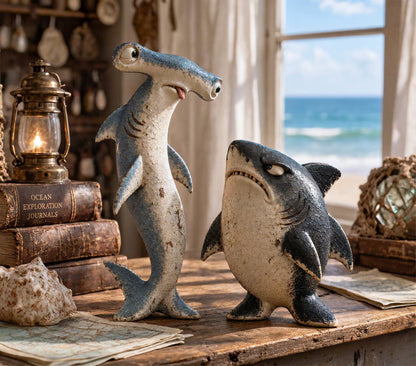 🦈😂 Bad Decisions Shark Duo – Funny Best Friend Desk Figurines