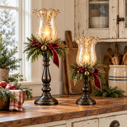 Vintage Mercury Glass Christmas Candle Lamp