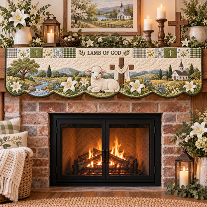 ✝️ Easter Faith Quilted Patchwork Fireplace Mantel Scarf