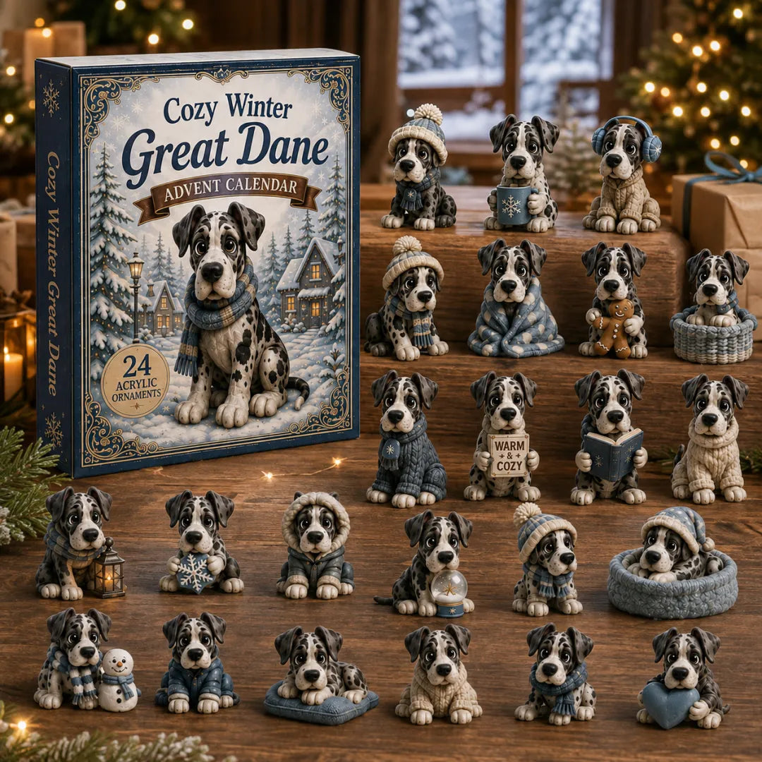 🐶❄️Cozy Winter Great Dane Advent Calendar 2026 - 24-Day Festive Countdown, Acrylic Charms Blind Box - Gift For Great Dane Lovers