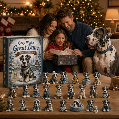 🐶❄️Cozy Winter Great Dane Advent Calendar 2026 - 24-Day Festive Countdown, Acrylic Charms Blind Box - Gift For Great Dane Lovers