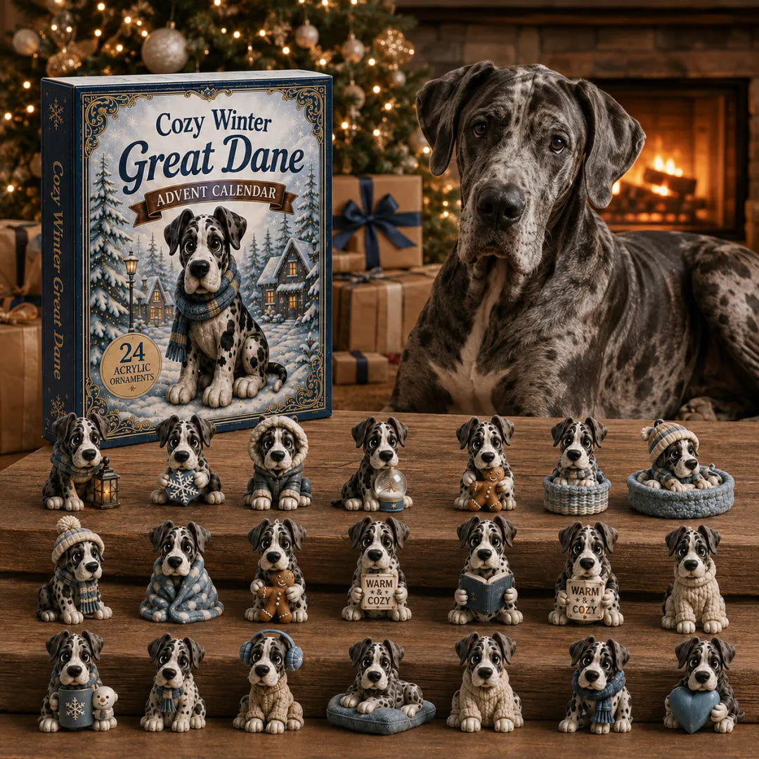 🐶❄️Cozy Winter Great Dane Advent Calendar 2026 - 24-Day Festive Countdown, Acrylic Charms Blind Box - Gift For Great Dane Lovers