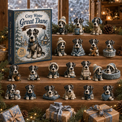 🐶❄️Cozy Winter Great Dane Advent Calendar 2026 - 24-Day Festive Countdown, Acrylic Charms Blind Box - Gift For Great Dane Lovers
