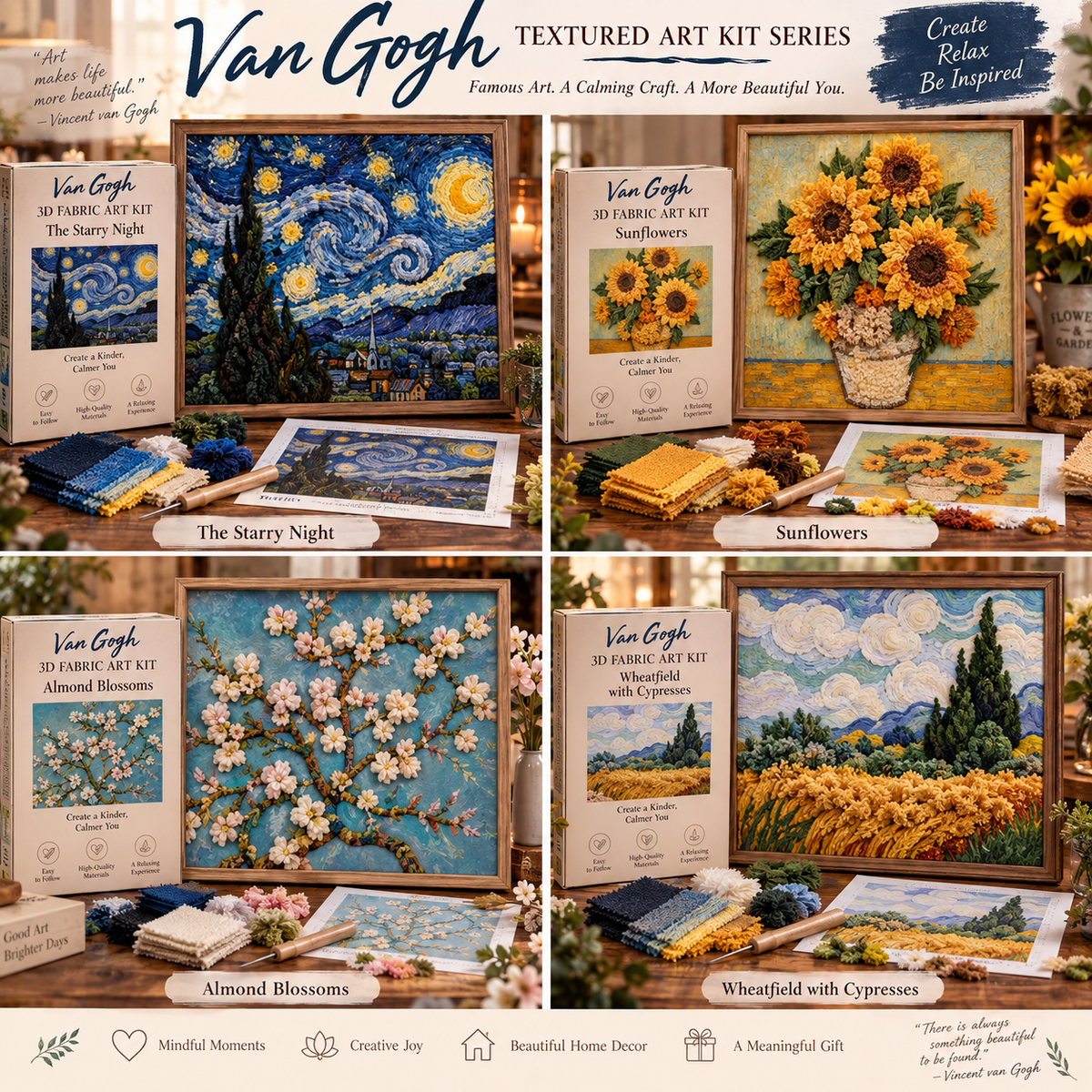 🎨 Van Gogh 3D Fabric Poke Art Kit
