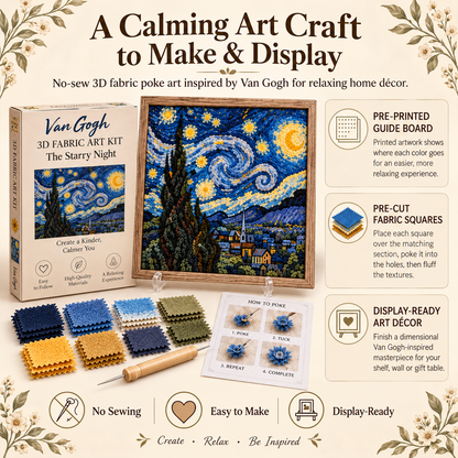 🎨 Van Gogh 3D Fabric Poke Art Kit