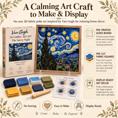 🎨 Van Gogh 3D Fabric Poke Art Kit