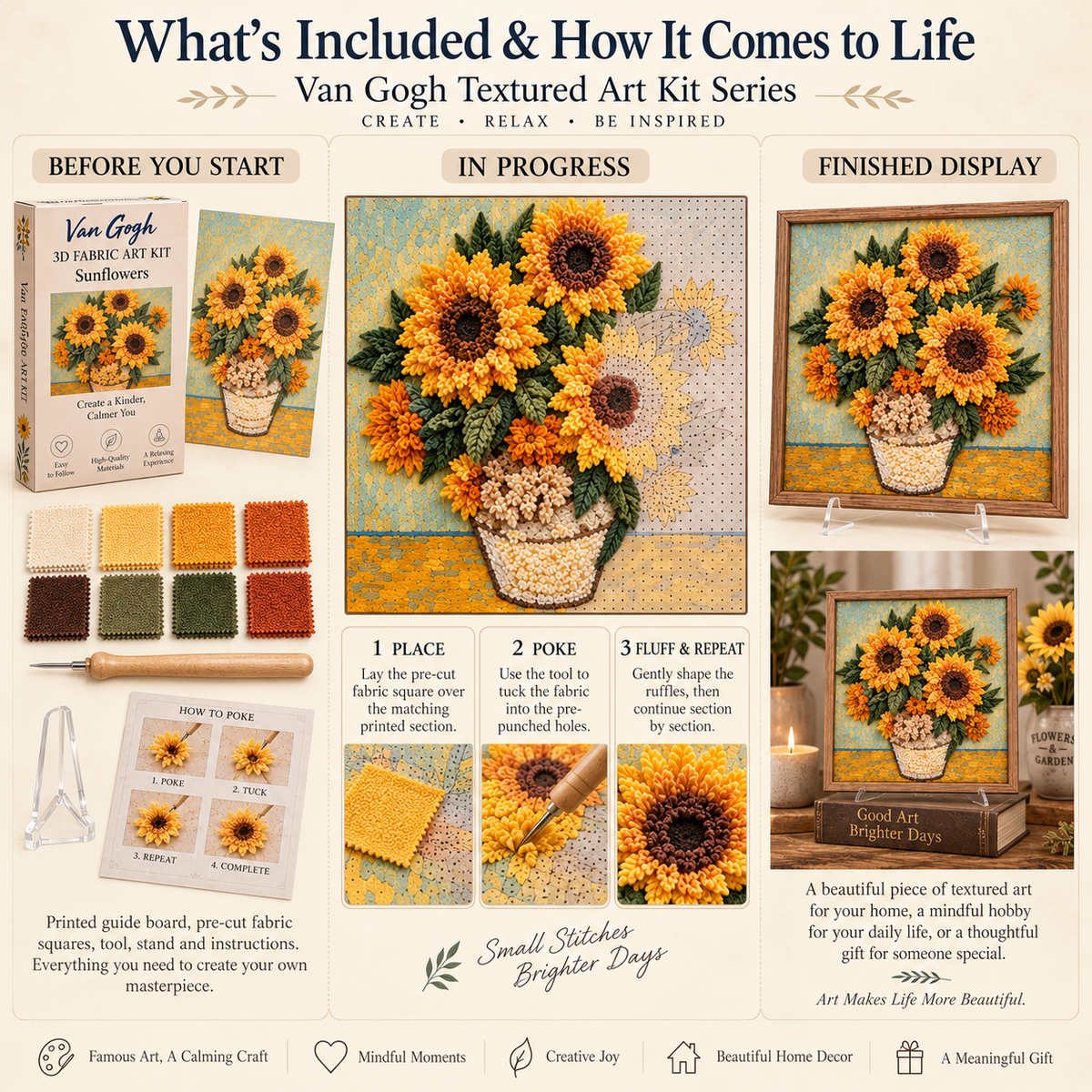 🎨 Van Gogh 3D Fabric Poke Art Kit