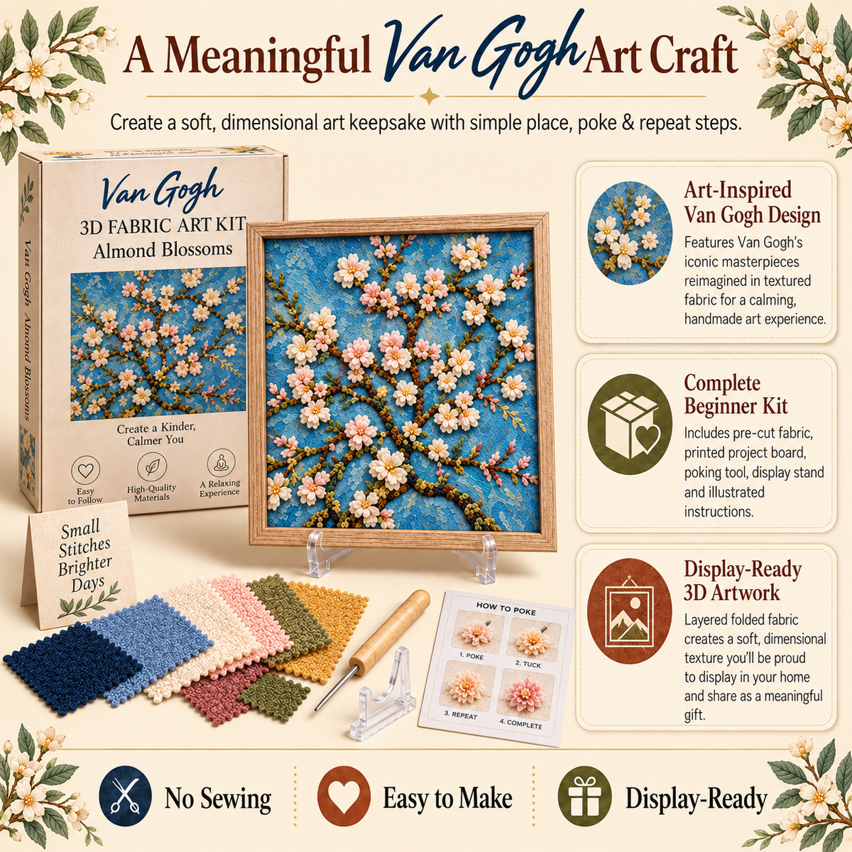 🎨 Van Gogh 3D Fabric Poke Art Kit