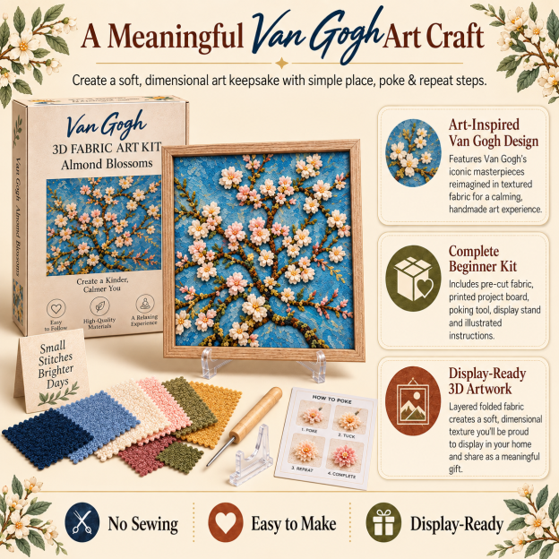 🎨 Van Gogh 3D Fabric Poke Art Kit