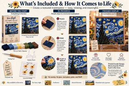 🎨 Van Gogh 3D Fabric Poke Art Kit