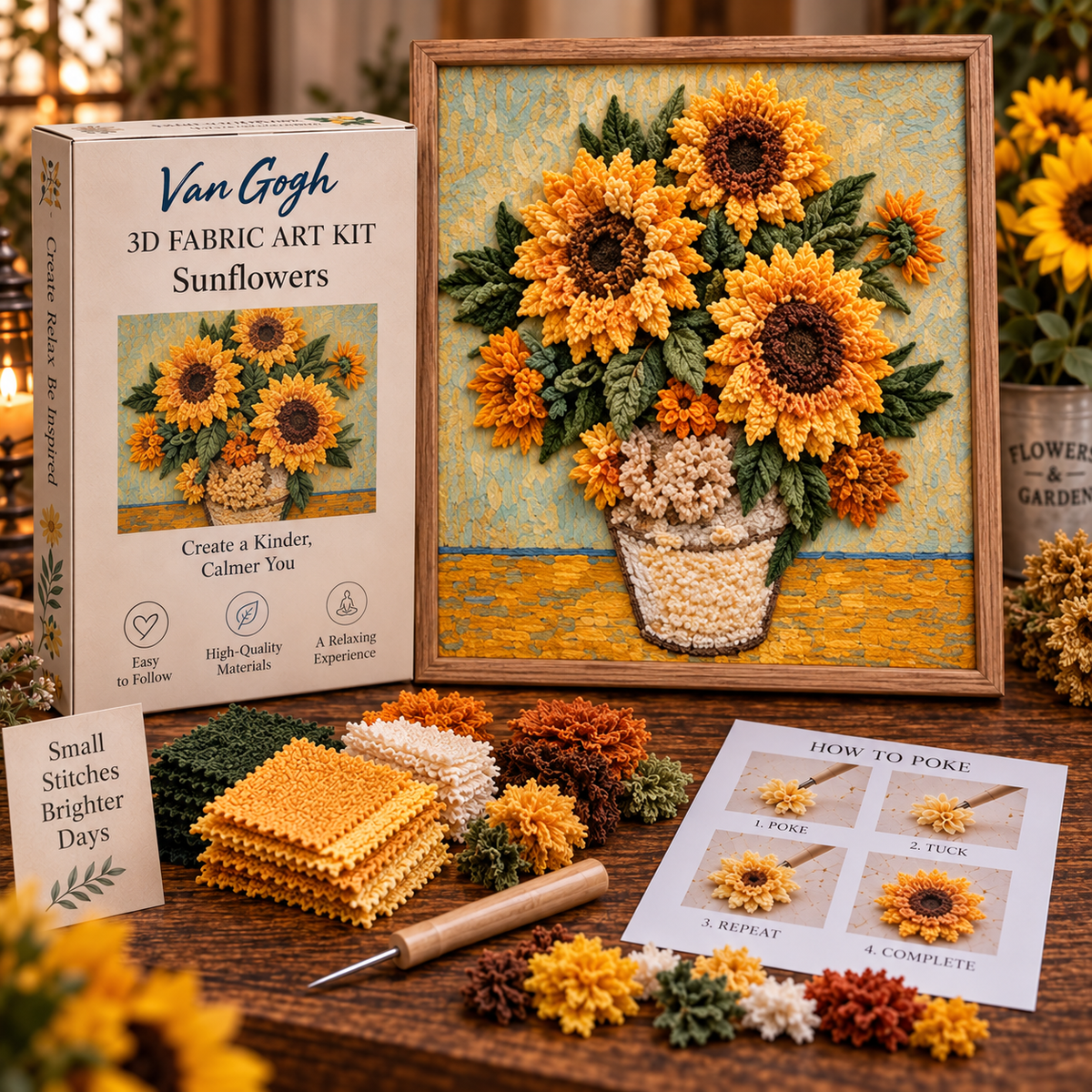 🎨 Van Gogh 3D Fabric Poke Art Kit