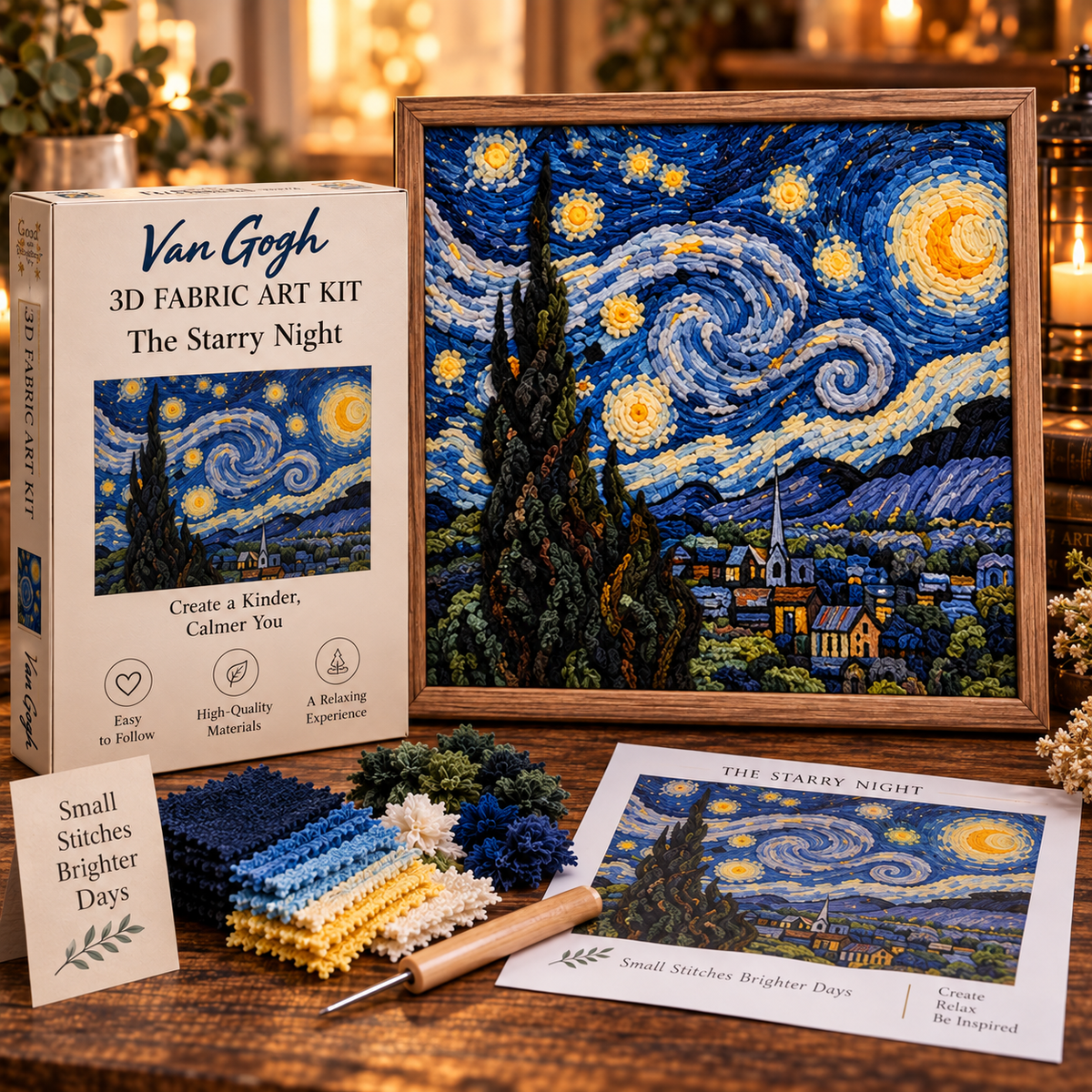 🎨 Van Gogh 3D Fabric Poke Art Kit