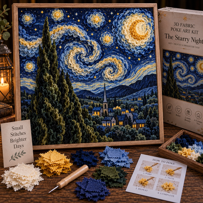 🎨 Van Gogh 3D Fabric Poke Art Kit