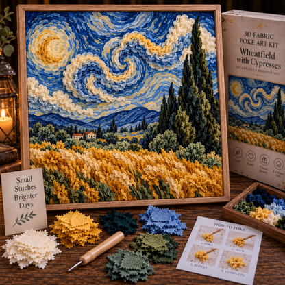 🎨 Van Gogh 3D Fabric Poke Art Kit