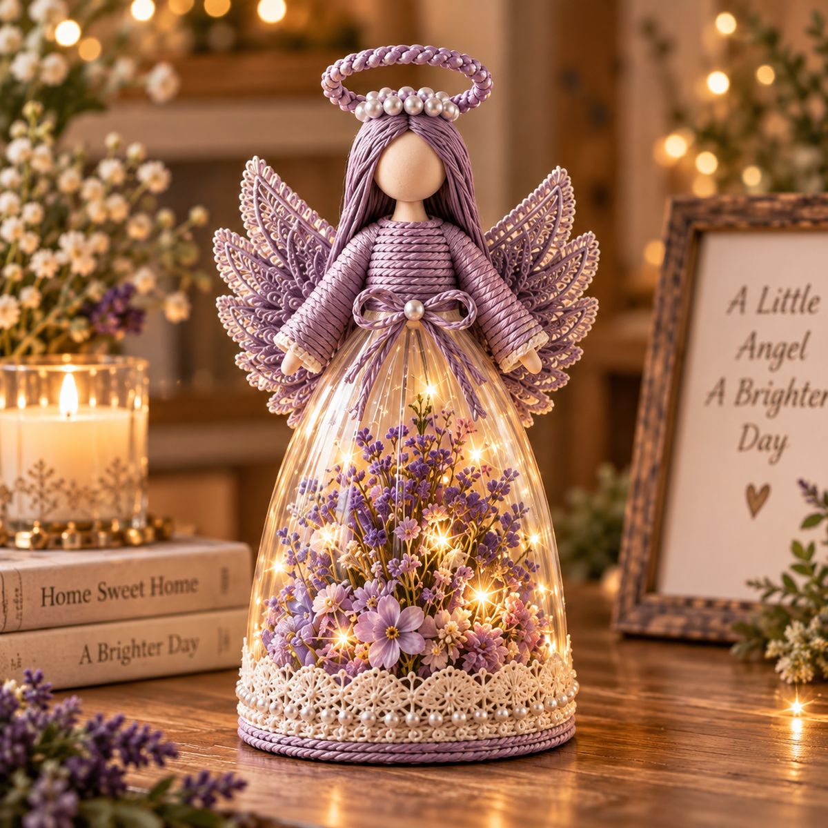 Lighted Floral Angel Figurine