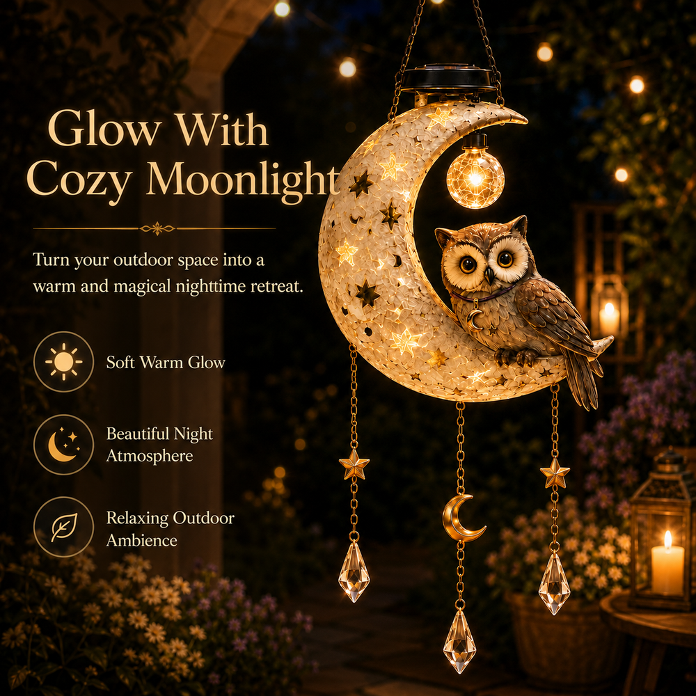 Solar owl moon decoration in daylight