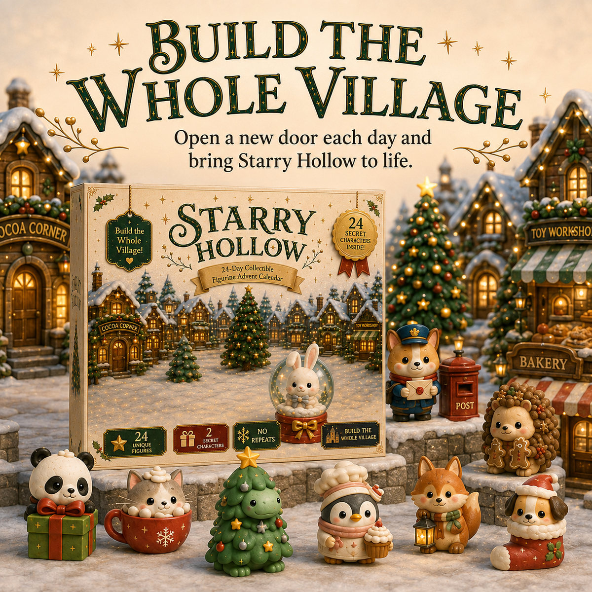 Hollymere Village miniature Christmas character display