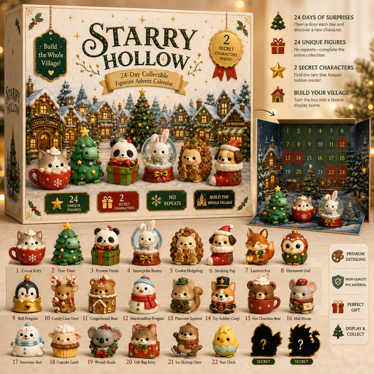 🎄 2026 NEW! Christmas Village Advent Calendar – 24 Collectible Figures Including 2 Mystery Characters ✨