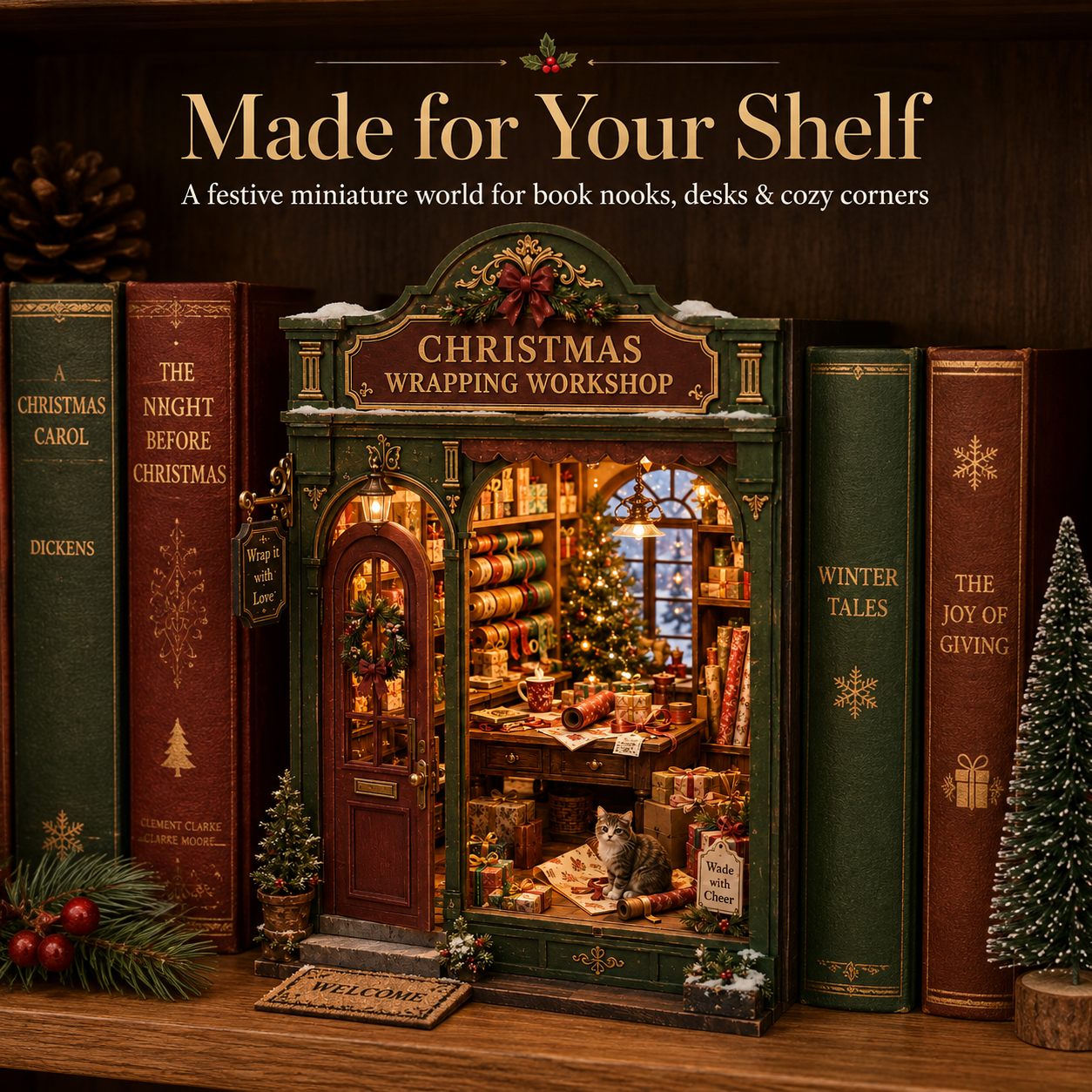 🎁 Christmas Wrapping Workshop Book Nook – Build Your Own Cozy Christmas World ✨