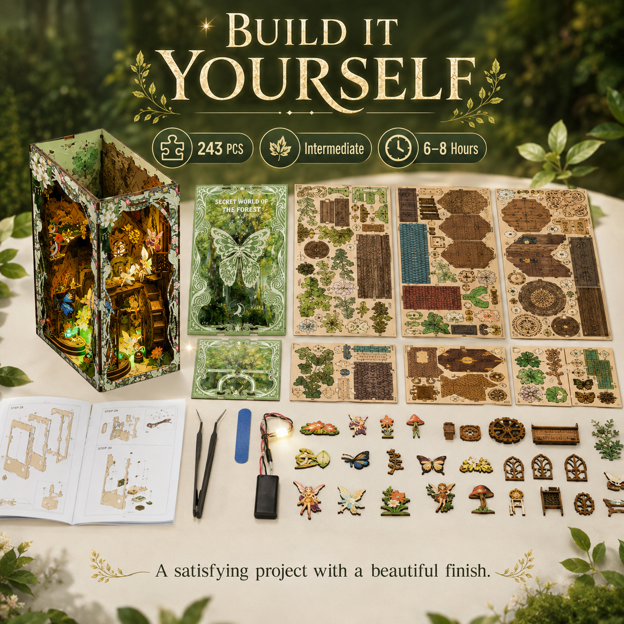 🌿 Whisperwood Enchanted Forest Book Nook – DIY Fairy Woodland Miniature Kit ✨