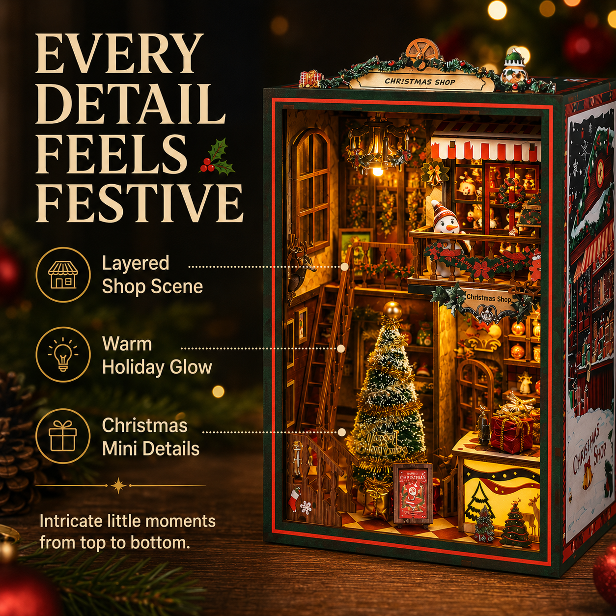 🎄 Noelwood Christmas Shop Book Nook – DIY Holiday Miniature Kit ✨