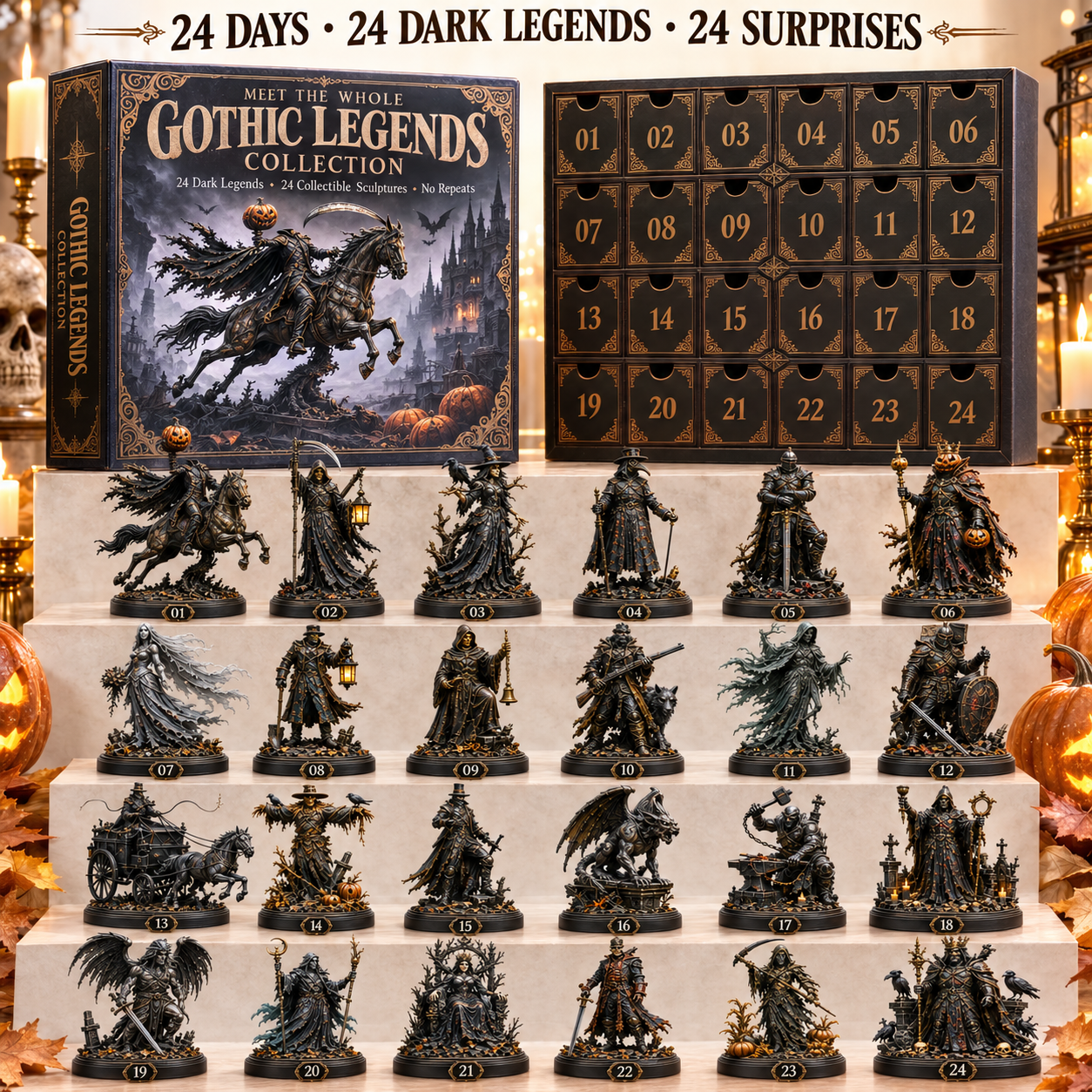 🖤 Gothic Legends Advent Calendar 2026 — 24 Days, 24 Dark Legends, 24 Unique Collectible Sculptures