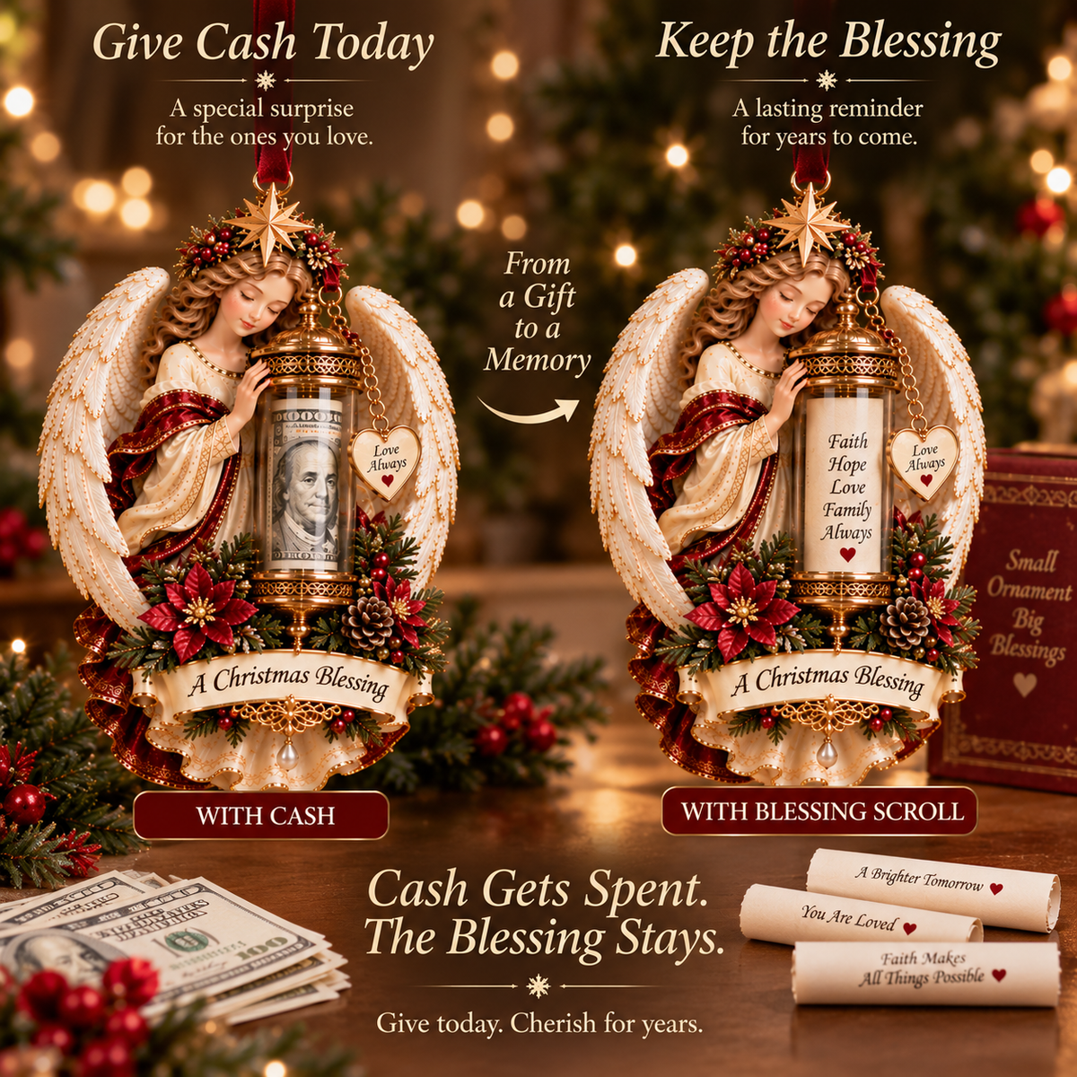 👼 The Christmas Blessing Scroll™ — Angel Cash Gift & Keepsake Ornament