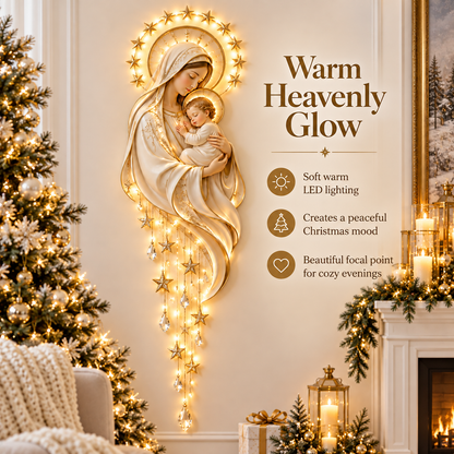 ✨ Crown of Stars Madonna & Child Lighted Wall Decor – Heavenly Faith-Inspired Christmas Accent