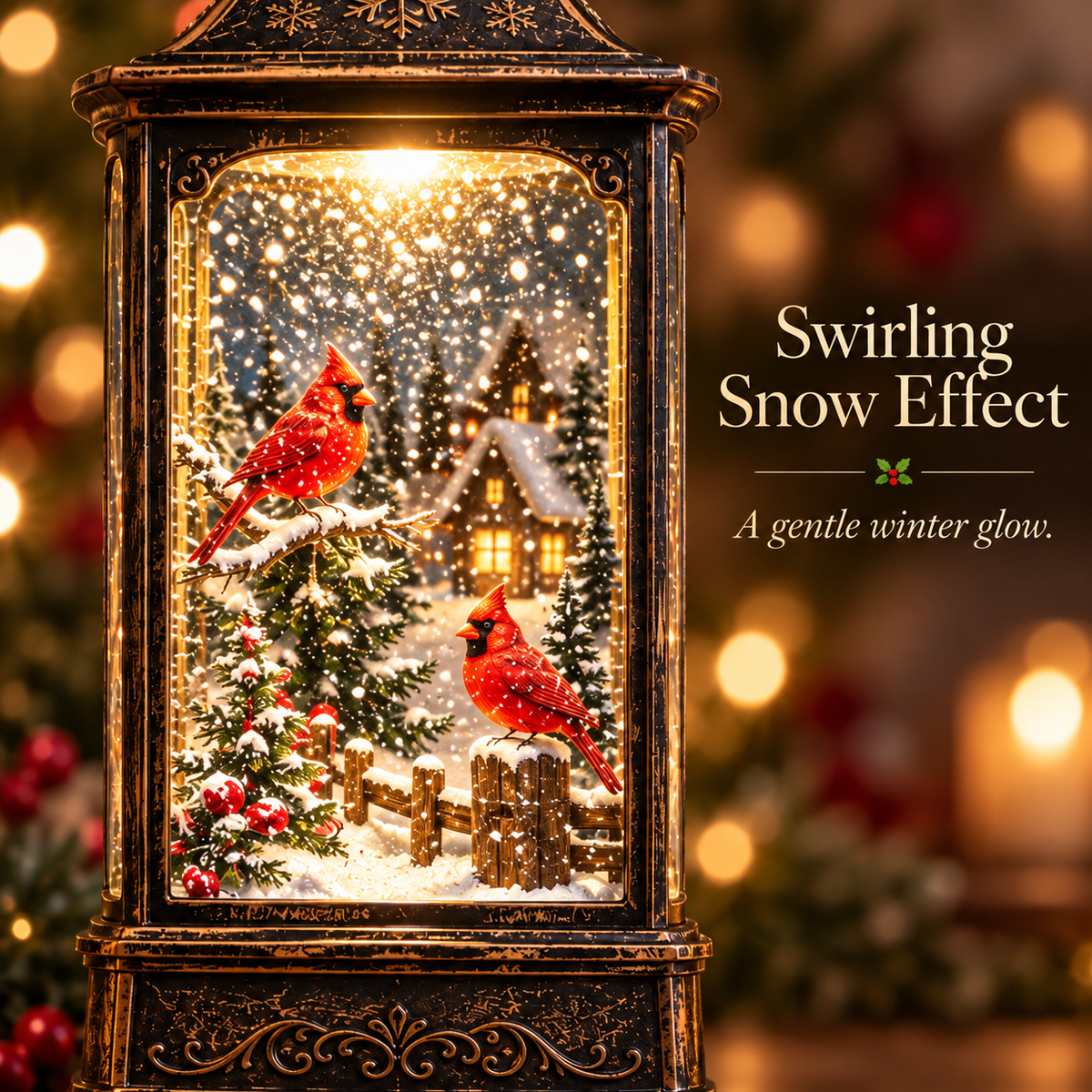 🐦❄️ Cardinal Winter Snowing Lantern