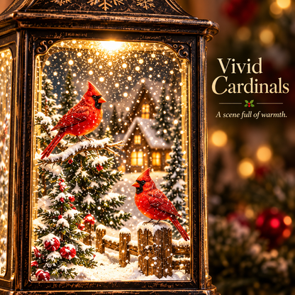 🐦❄️ Cardinal Winter Snowing Lantern