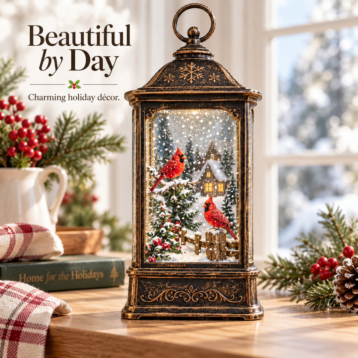 Cardinal Winter Lantern daytime display