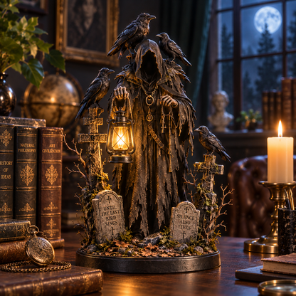🐦‍⬛ Keeper of the Last Light™ | Lighted Raven Guardian Gothic Statue