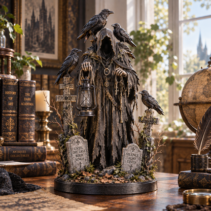 🐦‍⬛ Keeper of the Last Light™ | Lighted Raven Guardian Gothic Statue